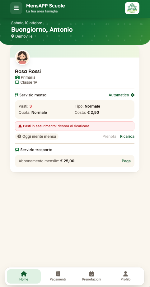 App famiglie MensAPP Scuole